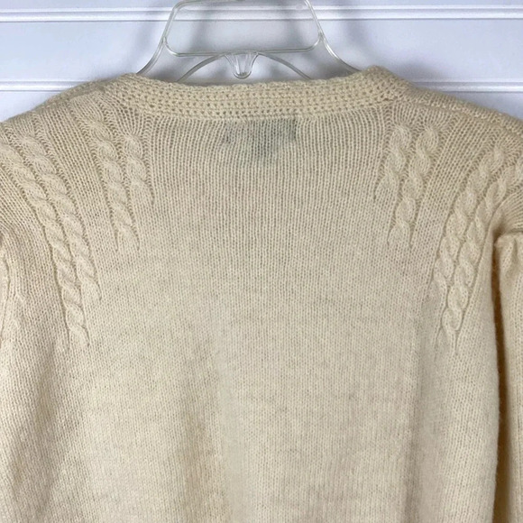 Land’s End Shetland’s 100% Wool Sweaterer Size Small Cream Cable Knit Fisherman - Picture 6 of 7